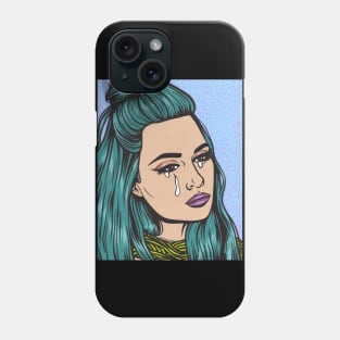 Teal Crying Comic Girl Phone Case