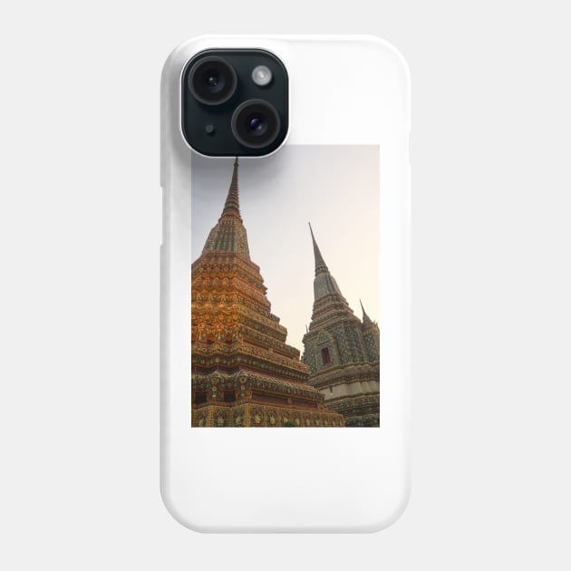 Third view of two stupa against sky at Wat Pho Phone Case by kall3bu