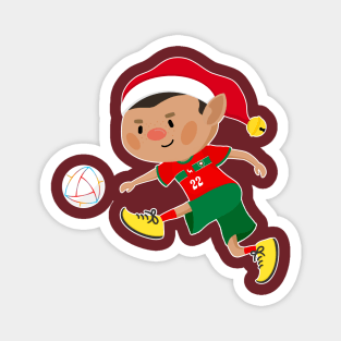 Morocco football Christmas elf. Football World Cup soccer T-Shirt Magnet