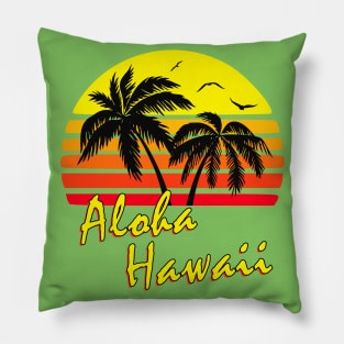 Aloha Hawaii Retro Sunset Pillow