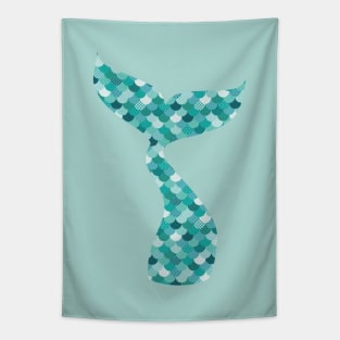 Aqua Mermaid Scales Tapestry