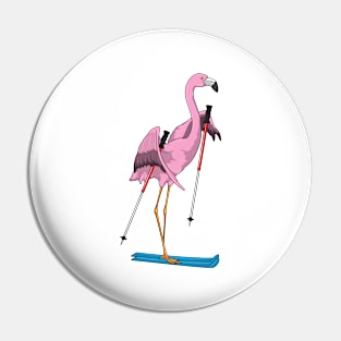 Flamingo Skier Ski Pin