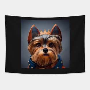 Yorkie dressed as a king Tapestry