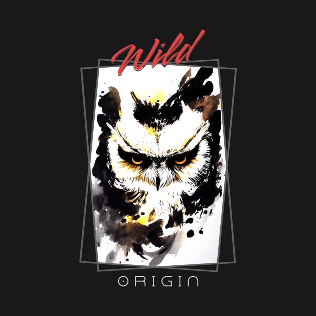 Owl Bird Wild Nature Free Spirit Art Brush Painting by Cubebox