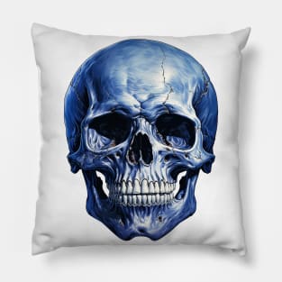 Chilling Charm: Ghastly Grin on a Spooktacular Halloween Skull Pillow