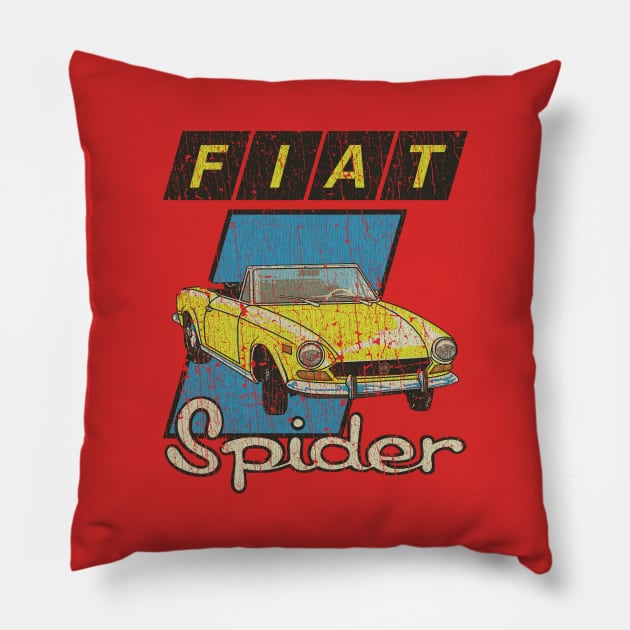 Fiat 124 Sport Spider Yellow 1975 Pillow by JCD666