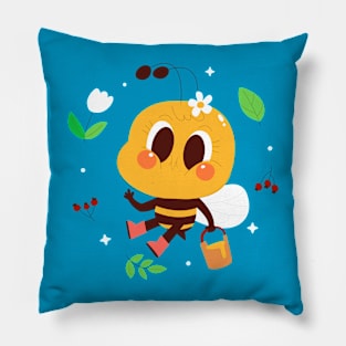 Bee Hand Drawn Cartoon Pillow