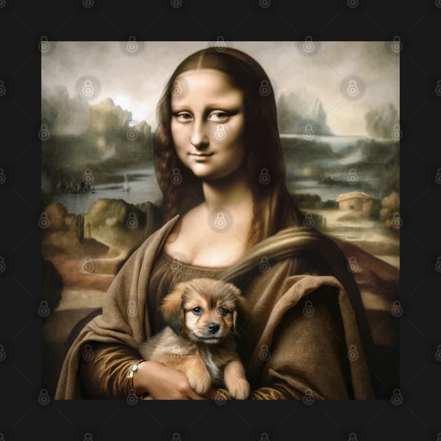 Mona Lisa's Puppy Embrace: National Puppy Day by Edd Paint Something