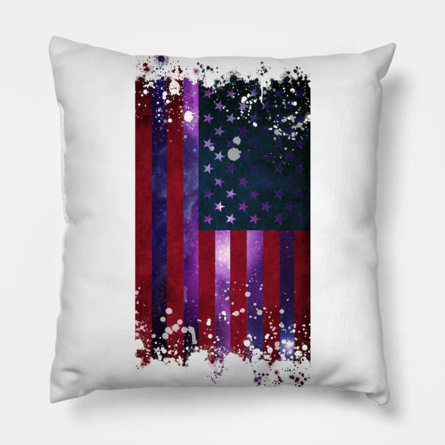 American flag galaxy - pink galaxy (patriot - USA flag) Pillow by Vane22april