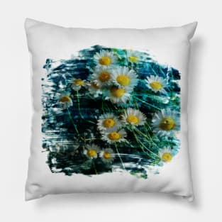 Ox-eye daisy flower brushstrokes Pillow