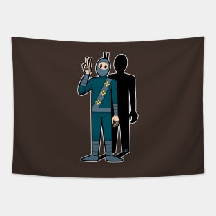 Bunny Ears Ninja - white boarder Tapestry