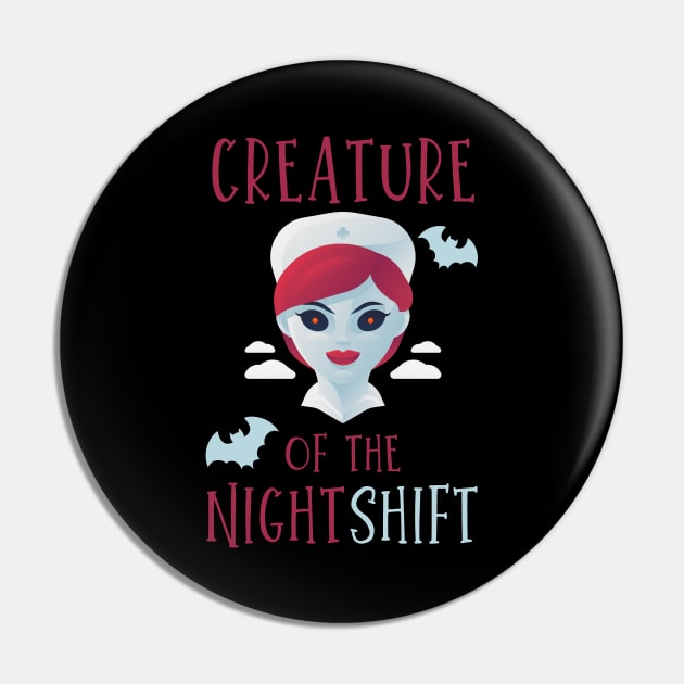 Creature of the night shift funny Nursing Halloween vampire nurse and bats design Pin by BlueLightDesign