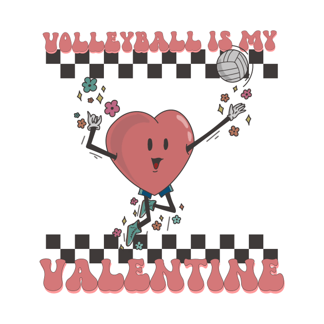 Retro Volleyball Valentines Day Heart, Volleyball Is My Valentine by mcoshop