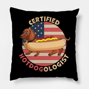 Certified Hotdogologist Hot Dog Dachshund Pillow