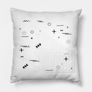 Symbols of many different shapes in black color Pillow