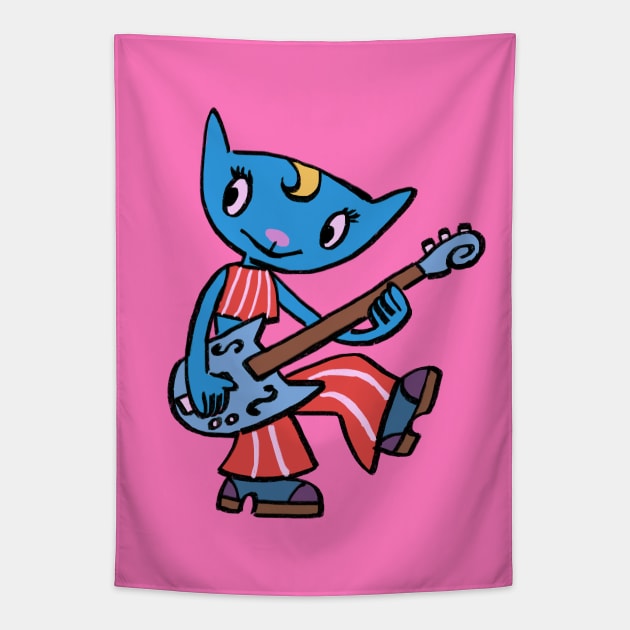 I draw katy kat with her guitar / um jammer lammy Tapestry by mudwizard