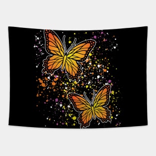 Beautiful Butterflies with Colorful Splatters Tapestry