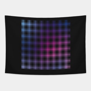 Plaid Pattern in Cool Blue Purple and Pink Gradient Tapestry