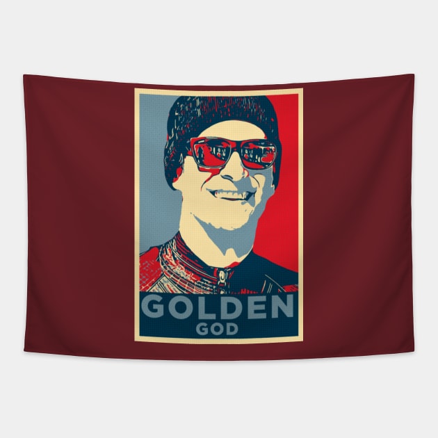 Obey the Golden God Tapestry by Sunny Legends