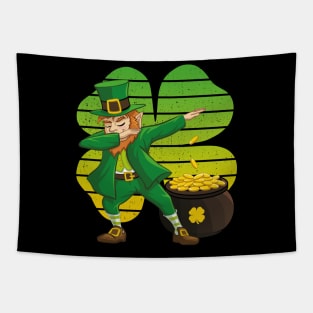 Dabbing Leprechaun St. Patricks Day Vintage Retro Clover Shamrock Tapestry