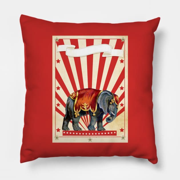 Vintage Circus Elephant Pillow by Cottage Bunny