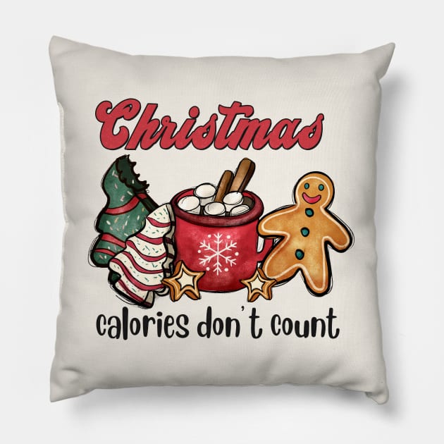 Christmas Calories Don't Count Pillow by Nessanya