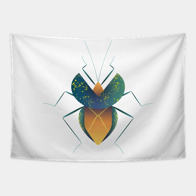 Yellow and blue bug Tapestry by Léo Alexandre