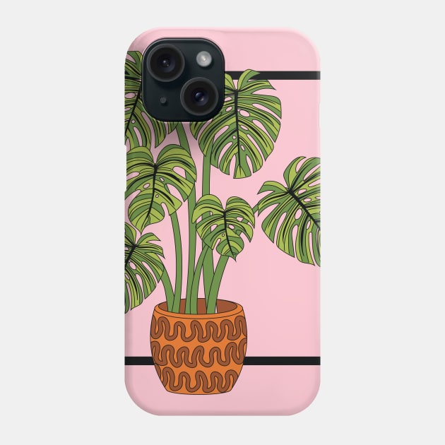 Simple modern monstera plant Phone Case by Doodle Workshop