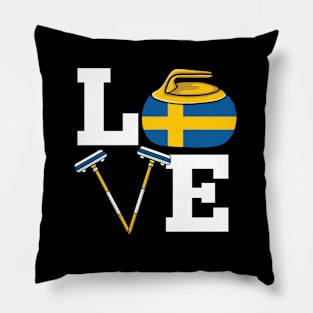 Sweden Curling Broom Winter ice Sports Swedish Flag Curling Pillow