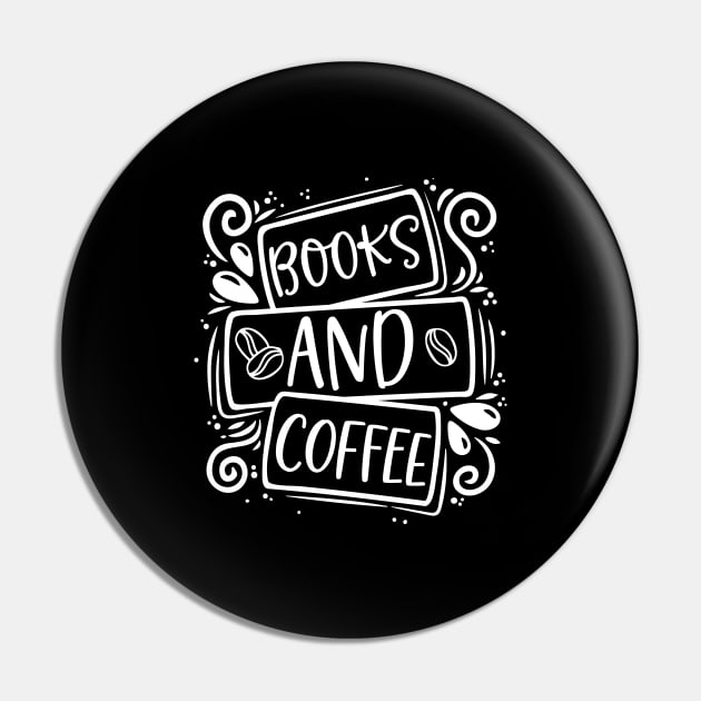 Books And Coffee Pin by AlphaBubble