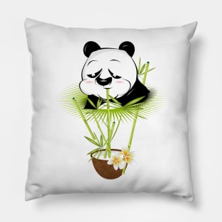 Panda bear enjoys a tropical cocktail Pillow