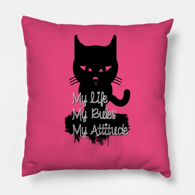 Cat With An Attitude Pillow by D_AUGUST_ART_53