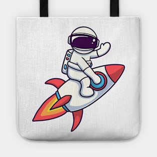 Astronaut Riding Rocket Tote