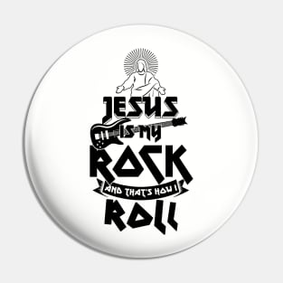 Christianity Guitar Player - Jesus Is My Rock & Thats How i Roll Christian Gift Pin