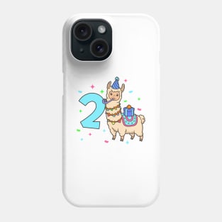 I am 2 with Lama - kids birthday 2 years old Phone Case