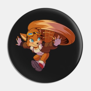 Flying Brown Aviator Fox Pin