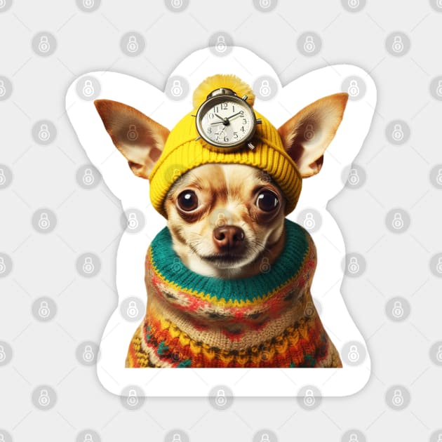 Time Warp Chihuahua Magnet by SusannesArtShop