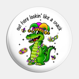 Out Here Lookin Like A Snack Boujee Crocodile, Crocodile Mardi Gras, Funny Mardi Gras Pin