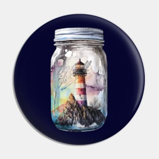 Lighthouse on Rock Jar Pin