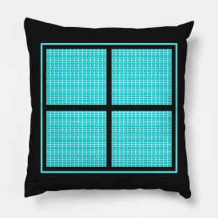 Stars Dressed in Blue. A funky retro geometric pattern in aqua and teal. Pillow