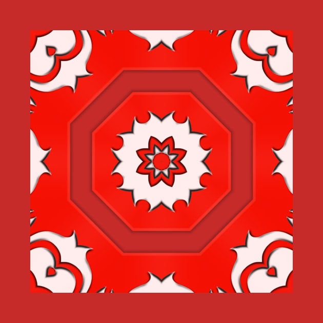 Bright Red Kaleidoscope Pattern (Seamless) 8 by Swabcraft