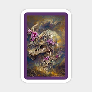 Dragon Skull with Flowers Magnet