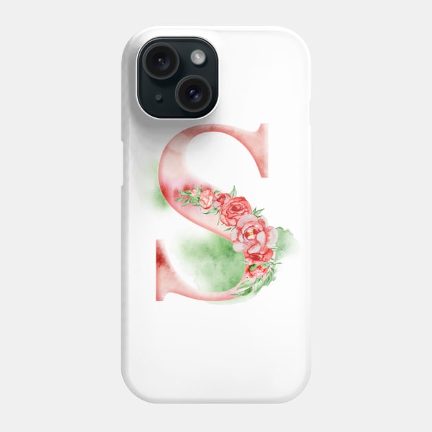 Floral Watercolor Monogram - S Phone Case by MysticMagpie