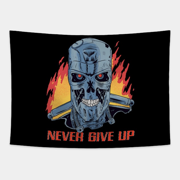 Never Give Up Tapestry by NeonRobotGraphics