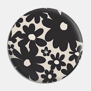 Black Flowers Pattern Pin