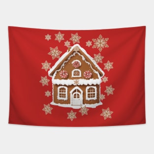 Gingerbread House Cute Snowflakes Cookies Tapestry