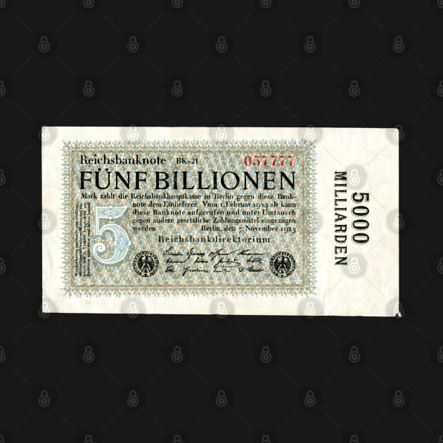 Weimar Germany 5 Billion Marks Money Banknote 1923 by mwcannon