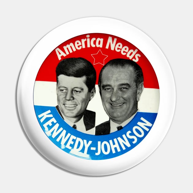 Kennedy - Johnson 1960 Presidential Campaign Button Design Pin by Naves