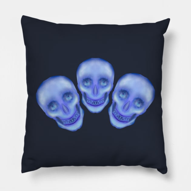 Triplet halloween spooky skull look at your eyes Pillow by fslaf