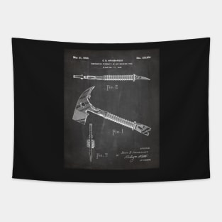 Firemans Axe Patent - Fire Fighter Art - Black Chalkboard Tapestry